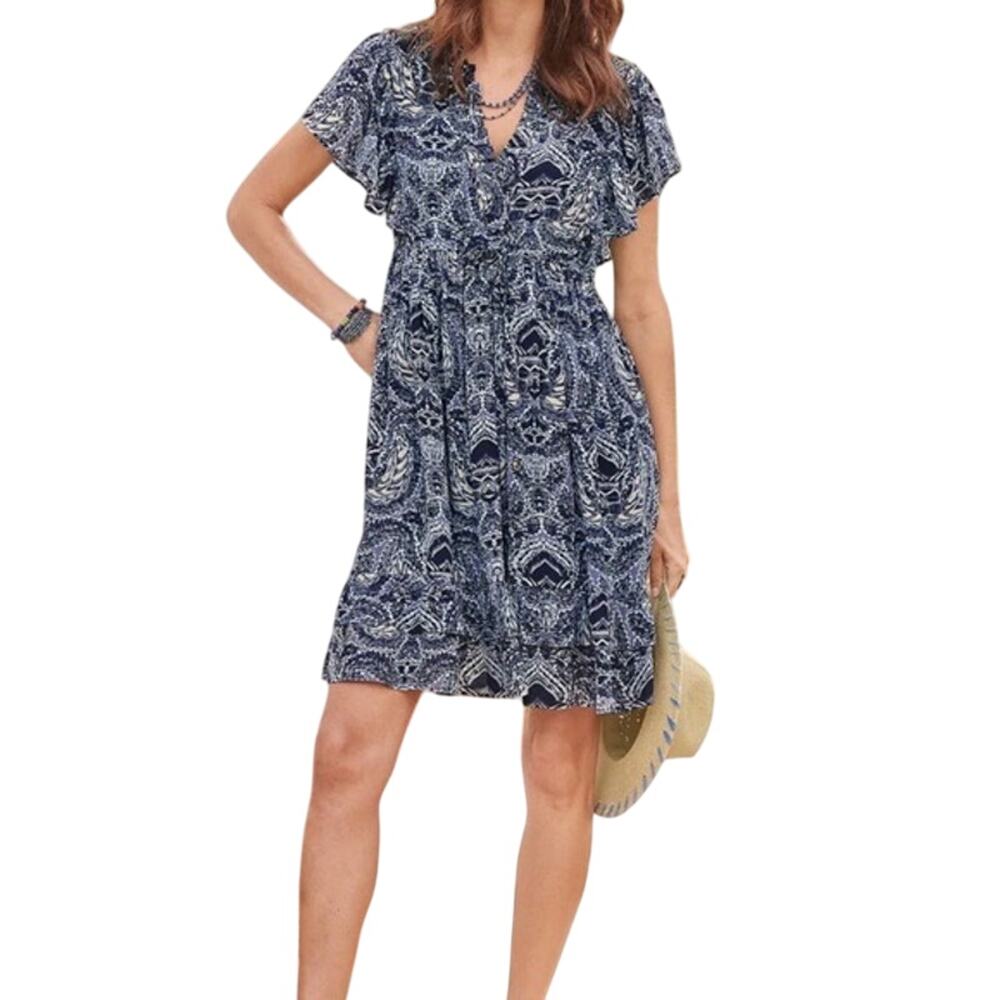 Sundance Sz L Skye Dress Geometric Blue Purple Flowy Maxi - Worn Once!